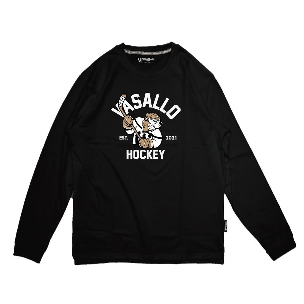 "On the Ice" Hockey Bear Long Sleeve tee( BLACK)
